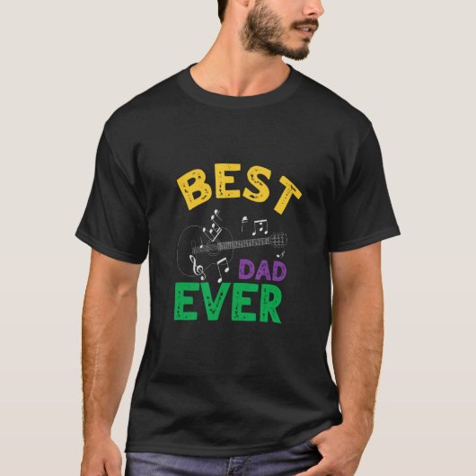 humor best guitar dad ever chords best dad guitar  tシャツ (正面)