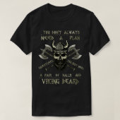 Humor Brave Beard Viking Scull T Vikings Axe Mens  Tシャツ (デザイン正面)