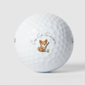 Humor 'Corgi + Golf = Fore-ever Happiness' Fun Joy ゴルフボール (正面)