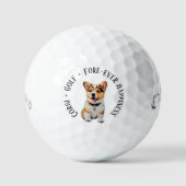 Humor 'Corgi + Golf = Fore-ever Happiness' Fun Joy ゴルフボール (正面)