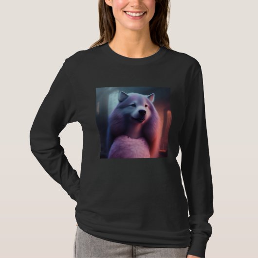 Humor  Dog Person Standing Fantasy Graphic Wow Ha Tシャツ (正面)