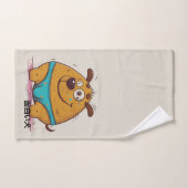 Humor funny japanese dog Modern boys smiling バスタオルセット (ハンドタオル)