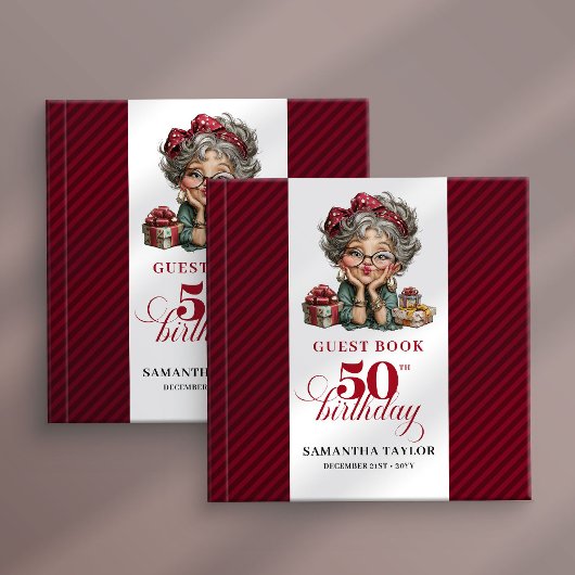 Humor style 50th woman birthday event guest book ゲストブック