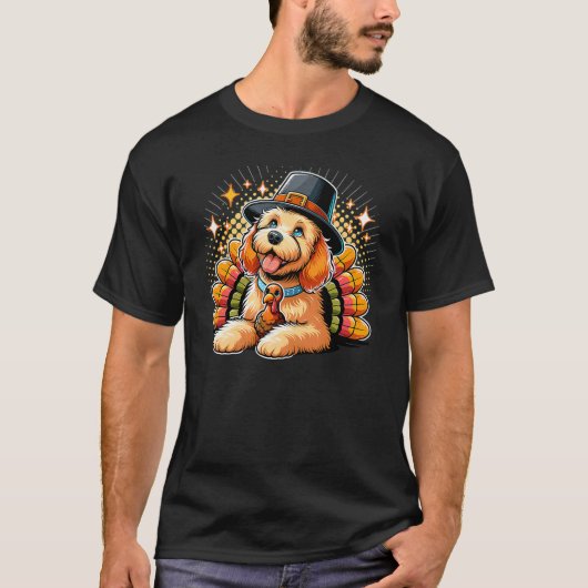 Humor Thanksgiving Turkey Goldendoodle Dog Tシャツ (正面)