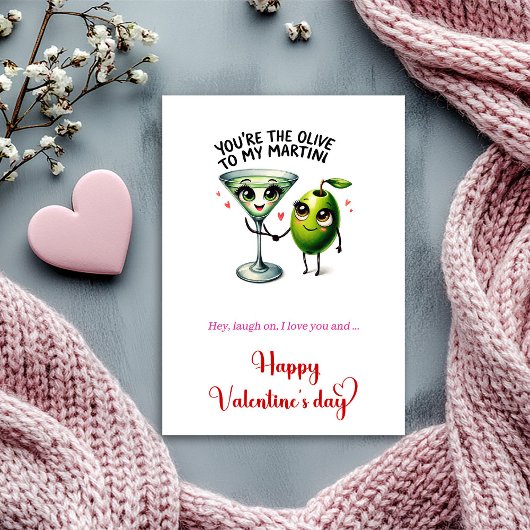 Humor you are the olive to my martini Valentine's  シーズンカード