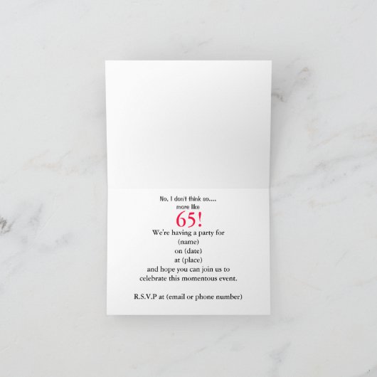 Humorous 65th Birthday Invitation 招待状 (内部)