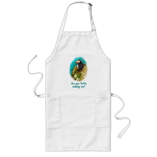 Humorous apron- Are You Puffin Kidding Me? ロングエプロン (正面)