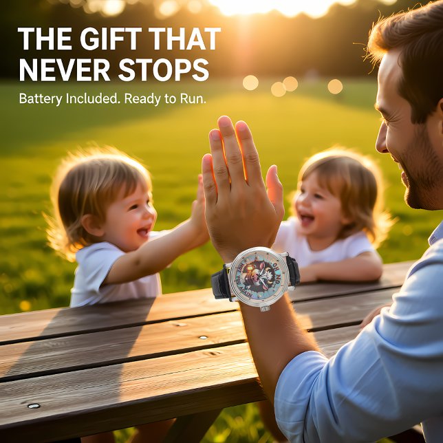 Humorous Cartoon Adorable Cow Funny Textual Art 腕時計 (クリエイターアップロード済み)