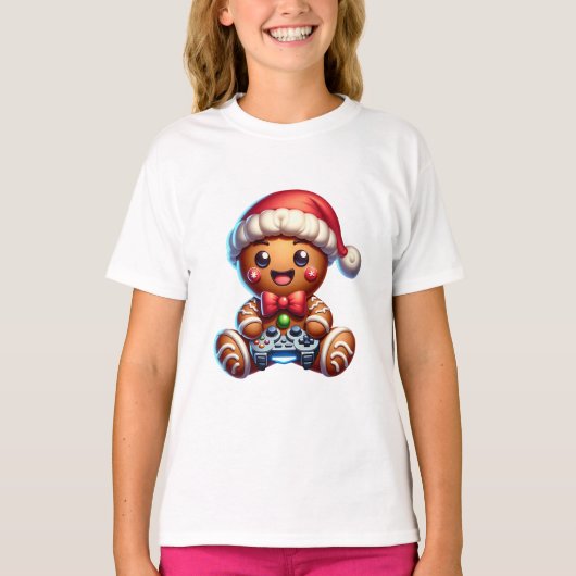 Humorous Christmas Gamer Gingerbread Holiday Gift  Tシャツ (正面)