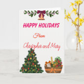 Humorous Christmas Holiday Flat Holiday Card カード (黄色い花)