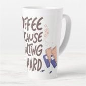 Humorous Coffee and Adulting Text Graphic カフェラテマグ (右アングル)