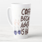 Humorous Coffee and Adulting Text Graphic カフェラテマグ (左アングル)