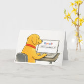 Humorous Dog Greeting Card | Who’s a Goodog? カード (黄色い花)