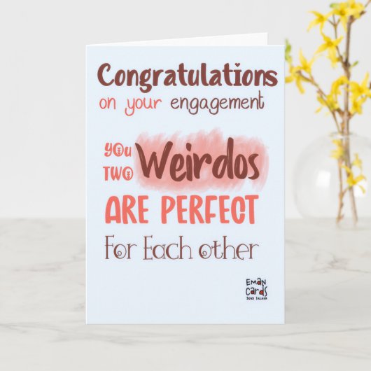 Humorous Engagement Card for the Couple カード (黄色い花)