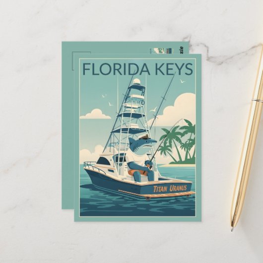 Humorous Florida Keys WPA Art Postcard ポストカード (正面/裏面インサイチュ)