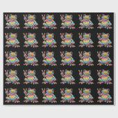 Humorous Frog Lover Tie-Dye Frog Peace Sign Hippie ラッピングペーパー (フラット)