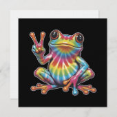 Humorous Frog Lover Tie-Dye Frog Peace Sign Hippie 招待状 (正面/裏面)