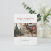 Humorous Funny Pet Dog Photo Christmas Postcard シーズンポストカード (スタンド正面)