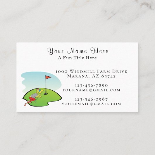 Humorous Golf Player Business Card 名刺 (裏面)