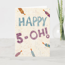Humorous Happy 5-Oh Candles Birthday Card カード