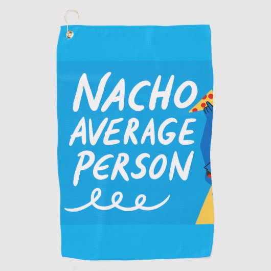 Humorous "Nacho Average Person" Food Pun ゴルフタオル (正面)