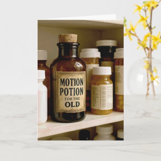 Humorous Old Age Potion Medicine Bottle カード (黄色い花)