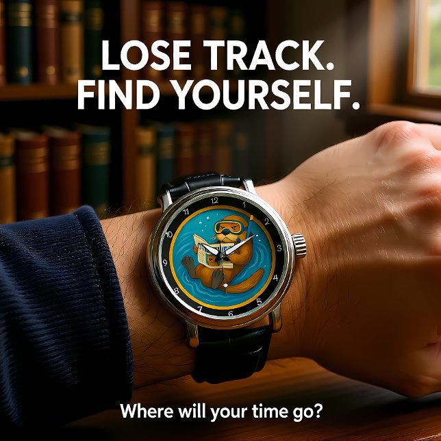 Humorous Otter In Pool 腕時計 (クリエイターアップロード済み)