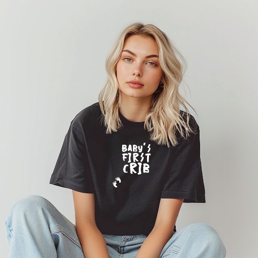 Humorous pregnancy baby fingerprint black white tシャツ