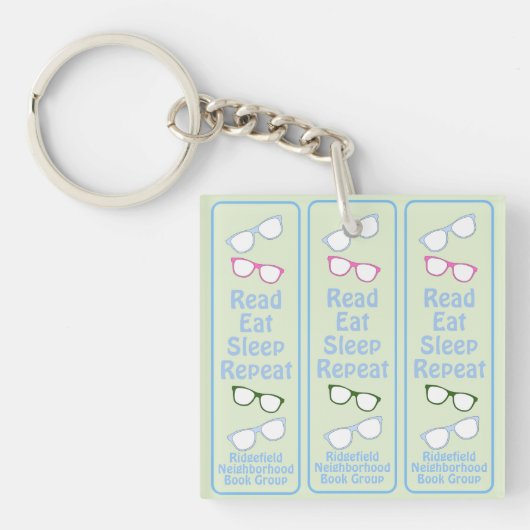 Humorous Read Eat Sleep Repeat Eyeglasses キーホルダー (正面)