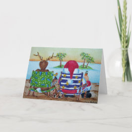 Humorous Santa and Reindeer Christmas Card シーズンカード