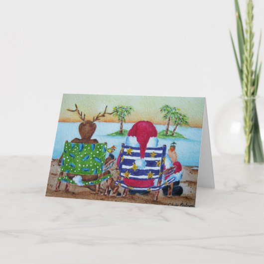 Humorous Santa and Reindeer Christmas Card シーズンカード (正面)