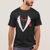 Humorous Valentine s Day Tuxedo Red Bow Tie Tシャツ (正面)