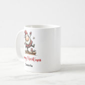 Humorous Whimsy Santa Hand Drawn Coffee Mug コーヒーマグカップ (正面左)