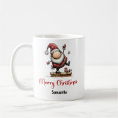 Humorous Whimsy Santa Hand Drawn Coffee Mug コーヒーマグカップ (左)