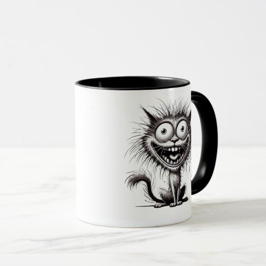 Humour Noir et Blanc, Chat Excentrique. マグカップ (正面右)