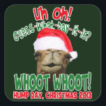 Hump Day Camel Christmas 2013スタンプ スクエアシール<br><div class="desc">そうね…クリスマス2013年の秋のハンプ・デイ!!このクラシックのシールおもしろいは、サンタ帽をかぶったハンプの日のラクダと「あーあ！今日は何日だ？"Whoot Whoot!",  "Hump Day,  Christmas 2013".大きな笑いとスマイルを見る人に必ず持って来なさい！今年は最も面白い人気があるクリスマスストッキングのスタッファー与えギフトの一つ!今日は少し持って。</div>