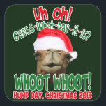 Hump Day Camel Christmas 2013スタンプ スクエアシール<br><div class="desc">そうね…クリスマス2013年の秋のハンプ・デイ!!このクラシックのシールおもしろいは、サンタ帽をかぶったハンプの日のラクダと「あーあ！今日は何日だ？"Whoot Whoot!",  "Hump Day,  Christmas 2013".大きな笑いとスマイルを見る人に必ず持って来なさい！今年は最も面白い人気があるクリスマスストッキングのスタッファー与えギフトの一つ!今日は少し持って。</div>