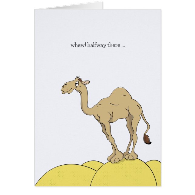 Hump Day Cards、Camel On Desert Sand Hump Cartoon (正面)
