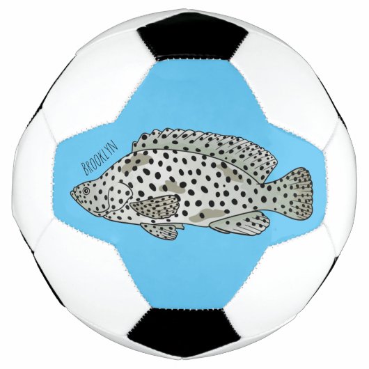 Humpback grouper fish cartoon illustration サッカーボール (正面)
