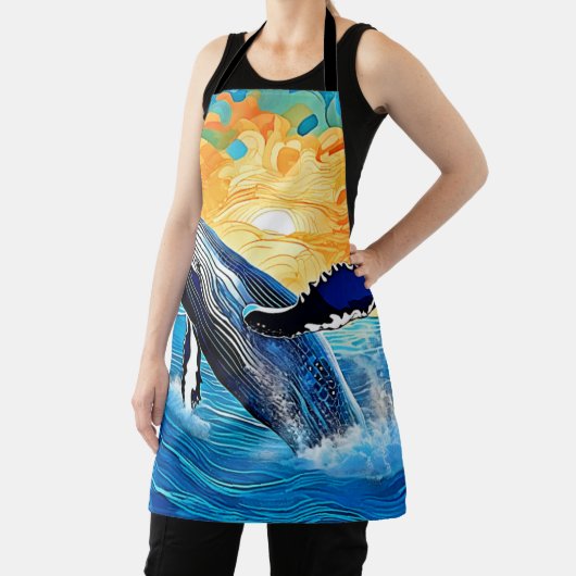 Humpback Sunset Leap Art エプロン (インサイチュ)