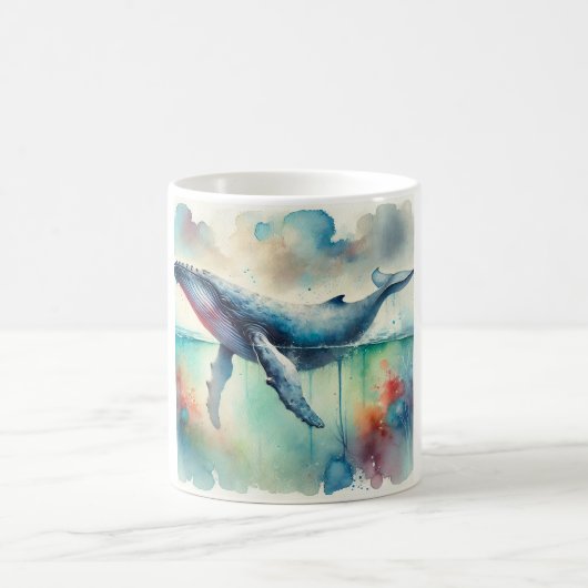 Humpback whale 220824AREF108 - Watercolor コーヒーマグカップ (中央)
