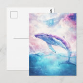 Humpback Whale Breaching Pink Sunset Galaxy ポストカード (正面/裏面)