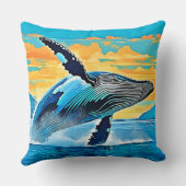 Humpback Whale Ocean Freedom Jump Design クッション (裏面)