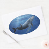 Humpback Whale Ocean Sticker 楕円形シール (封筒)
