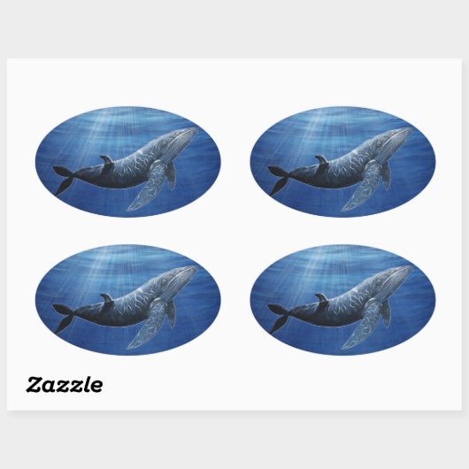 Humpback Whale Ocean Sticker 楕円形シール (シート)