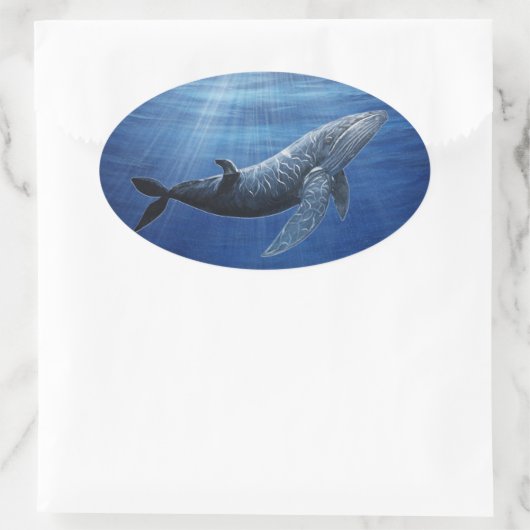 Humpback Whale Ocean Sticker 楕円形シール (バッグ)