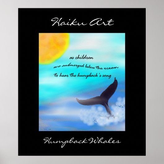 Humpback Whales Haiku Art Print ポスター (正面)