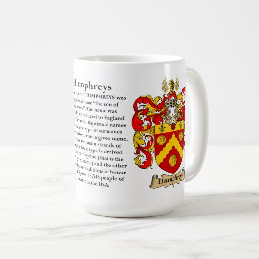 Humphreys家族の紋章付き外衣 コーヒーマグカップ (正面右)