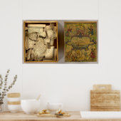 Humphries dissected world map ポスター (キッチン)