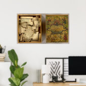 Humphries dissected world map ポスター (ホームオフィス)